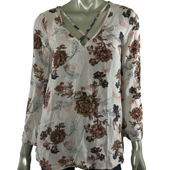 Free People Tops - Free People V-Neck, Strappy, Floral Blouse, XS